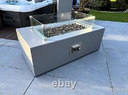 Gas Fire Pit Grey + Glass Wind Guard