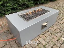 Gas Fire Pit Grey + Glass Wind Guard