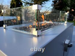 Gas Fire Pit Grey + Glass Wind Guard