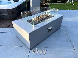 Gas Fire Pit Grey + Glass Wind Guard