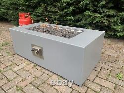 Gas Fire Pit Grey + Glass Wind Guard