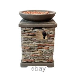 Gas Fire Pit Stone Home Outdoor Garden Patio Heater Burner Adjustable Flame