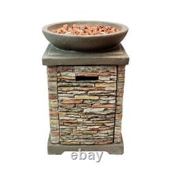 Gas Fire Pit Stone Home Outdoor Garden Patio Heater Burner Adjustable Flame