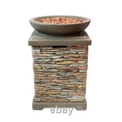 Gas Fire Pit Stone Home Outdoor Garden Patio Heater Burner Adjustable Flame