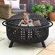 Harrier Woven Outdoor Fire Pit 42in Large Fire Bowl + Spark Screen & Poker