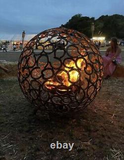 Horse Shoe Globe Fire Pit Sculpture 125cm Diameter