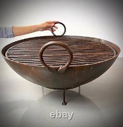 INDIAN FIREPIT, OR KADAI. NEW WITH STAND & HEAVY DUTY GRILL. DIAMETER 61 cms