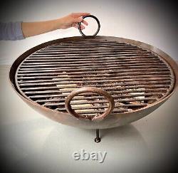 INDIAN FIREPIT, OR KADAI. NEW WITH STAND & HEAVY DUTY GRILL. DIAMETER 61 cms