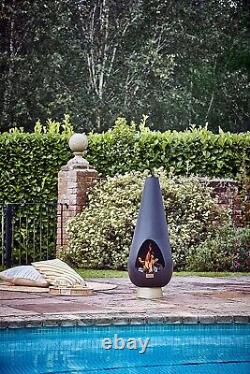 Ivyline Leo Chiminea Fire Pit Outdoor Fire Bowl Log Burner Garden Heater Black