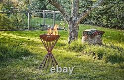 Ivyline Tall Rust Dakota Outdoor Fire Bowl Patio Heater Chiminea Garden Fire Pit