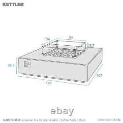 Kettler Kalos Universal Fire Pit Coffee Table 105cm, Glass surround BRAND NEW