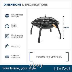 LIVIVO Steel Fire Pit Folding Garden Patio Camping Heater Burner BBQ Log Burner