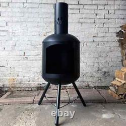 LOG BARN CHIMINEA FIRE PIT WOOD LOG BURNER LARGE PATIO HEATER STEEL 124cm Luxur