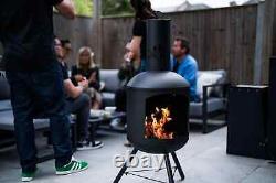 LOG BARN CHIMINEA FIRE PIT WOOD LOG BURNER LARGE PATIO HEATER STEEL 124cm Luxur