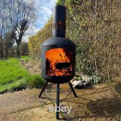 LOG BARN CHIMINEA FIRE PIT WOOD LOG BURNER LARGE PATIO HEATER STEEL 124cm Luxur