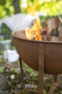La Hacienda 58564 Oxidised Tamba Small Fire Pit Basket Bowl Outdoor Heater
