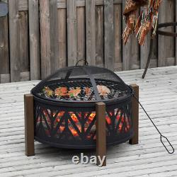 Large Garden Fire Pit Outdoor Patio Camping BBQ Grill Log Burner Heater Steel