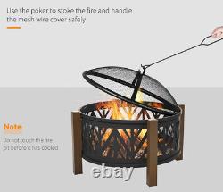 Large Garden Fire Pit Outdoor Patio Camping BBQ Grill Log Burner Heater Steel