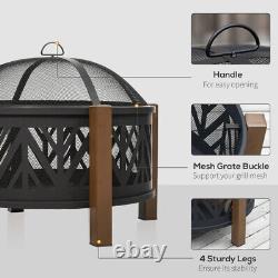 Large Garden Fire Pit Outdoor Patio Camping BBQ Grill Log Burner Heater Steel