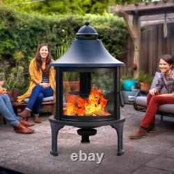 Large Garden Fire Pit Outdoor Patio Heater Log Burner Metal BBQ Cooking Grill