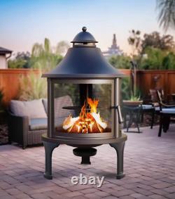 Large Garden Fire Pit Outdoor Patio Heater Log Burner Metal BBQ Cooking Grill