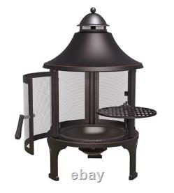 Large Garden Fire Pit Outdoor Patio Heater Log Burner Metal BBQ Cooking Grill