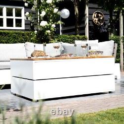 Large Outdoor Heater Fire Pit Table Rectangular White Garden Fireplace
