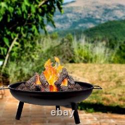 Large Round Steel Fire Pit Garden Patio Camping Heater Burner Bowl BBQ Gril