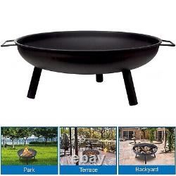 Large Round Steel Fire Pit Garden Patio Camping Heater Burner Bowl BBQ Gril