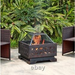 Lattice Firepit BBQ Brazier Garden Stove Patio Heater Mesh Grill Poker Outdoor