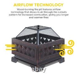 Lattice Firepit BBQ Brazier Garden Stove Patio Heater Mesh Grill Poker Outdoor