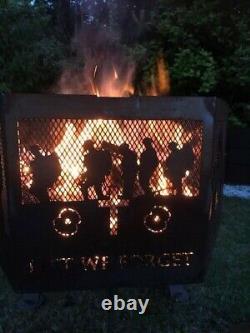 Lest We Forget soldier hexagonal fire pit natural finish with grill
