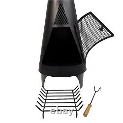 Metal Chiminea Fire Pit Garden Patio Heater Tall Black Steel Metal Wood Burner