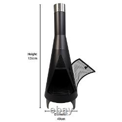 Metal Chiminea Fire Pit Garden Patio Heater Tall Black Steel Metal Wood Burner