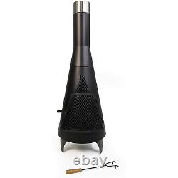 Metal Chiminea Fire Pit Garden Patio Heater Tall Black Steel Metal Wood Burner