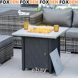 Metal Outdoor Fire Pit Table Garden Dining Table Gas Patio Heater Black Grey Set