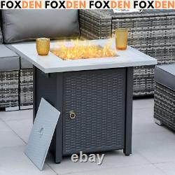 Metal Outdoor Fire Pit Table Garden Dining Table Lid Gas Patio Heater Black Grey