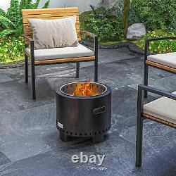 Metal Wood-burning Smokeless Fire Pit, Black