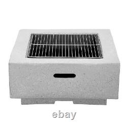 MgO Fire Pit, Square with BBQ Grill & Poker Light Grey