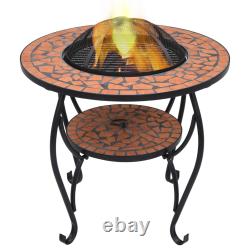 Mosaic Fire Pit Table Ceramic Barbecue BBQ Table Outdoor Fireplace vidaXL