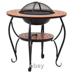 Mosaic Fire Pit Table Ceramic Barbecue BBQ Table Outdoor Fireplace vidaXL