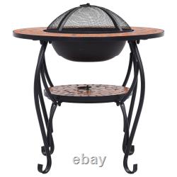 Mosaic Fire Pit Table Ceramic Barbecue BBQ Table Outdoor Fireplace vidaXL