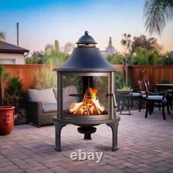 Northwest Sourcing Elevated Round Wood Burning Fire Pit with Swing Out Grill