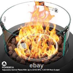 Onlyfire Round Gas Fire Pit, Detachable Outdoor Patio Heater with Lava