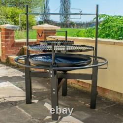 Outdoor Charcoal Bbq Fire Pit Round Garden Barbecue Grill And Rotisserie Cooker