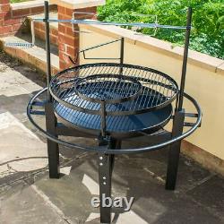 Outdoor Charcoal Bbq Fire Pit Round Garden Barbecue Grill And Rotisserie Cooker