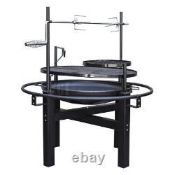 Outdoor Charcoal Bbq Grill With Rotisserie Barbecue Hot Spit Roast Fire Pit Bowl