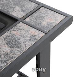 Outdoor Fire Pit BBQ Grill Garden Table Patio Heater Stove Burner Log Shelf UK