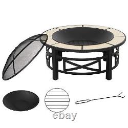 Outdoor Fire Pit Portable Burning Firepit with Grill Net for Picnic Bonfire Patio