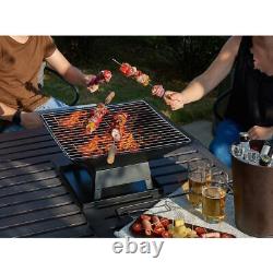 Outdoor Fire Pit, Square BBQ Grill Brazier Heater, Cast Iron 18 Garden Fire Pit